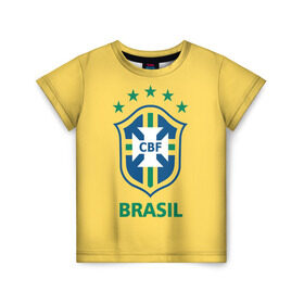 Детская футболка 3D с принтом Сборная Бразилии в Санкт-Петербурге, 100% гипоаллергенный полиэфир | прямой крой, круглый вырез горловины, длина до линии бедер, чуть спущенное плечо, ткань немного тянется | сборная бразилии | футбол