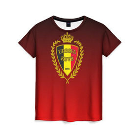 Женская футболка 3D с принтом Сборная Бельгии в Санкт-Петербурге, 100% полиэфир ( синтетическое хлопкоподобное полотно) | прямой крой, круглый вырез горловины, длина до линии бедер | сборная бельгии | футбол  | чемпионат мира
