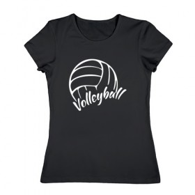 Женская футболка хлопок с принтом Волейбол в Санкт-Петербурге, 100% хлопок | прямой крой, круглый вырез горловины, длина до линии бедер, слегка спущенное плечо | volleyball