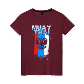 Женская футболка хлопок с принтом Muay Thai в Санкт-Петербурге, 100% хлопок | прямой крой, круглый вырез горловины, длина до линии бедер, слегка спущенное плечо | 