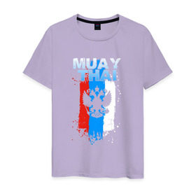 Мужская футболка хлопок с принтом Muay Thai в Санкт-Петербурге, 100% хлопок | прямой крой, круглый вырез горловины, длина до линии бедер, слегка спущенное плечо. | Тематика изображения на принте: 