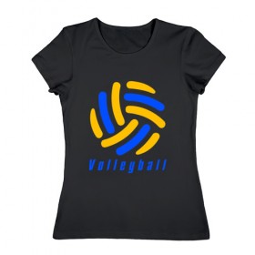Женская футболка хлопок с принтом Volleyball в Санкт-Петербурге, 100% хлопок | прямой крой, круглый вырез горловины, длина до линии бедер, слегка спущенное плечо | sport | volleyball | волейбол | спорт