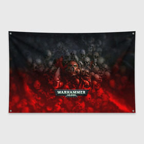 Флаг-баннер с принтом Warhammer 40000 Dawn Of War в Санкт-Петербурге, 100% полиэстер | размер 67 х 109 см, плотность ткани — 95 г/м2; по краям флага есть четыре люверса для крепления | relic entertainment | warhammer 40000: dawn of war | черепа