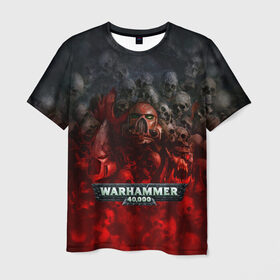 Мужская футболка 3D с принтом Warhammer 40000: Dawn Of War в Санкт-Петербурге, 100% полиэфир | прямой крой, круглый вырез горловины, длина до линии бедер | relic entertainment | warhammer 40000: dawn of war | черепа