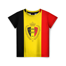 Детская футболка 3D с принтом Сборная Бельгии флаг в Санкт-Петербурге, 100% гипоаллергенный полиэфир | прямой крой, круглый вырез горловины, длина до линии бедер, чуть спущенное плечо, ткань немного тянется | бельгия | европы | мира | чемпионат | чм