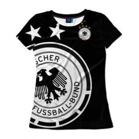 Женская футболка 3D с принтом Сборная Германии Exclusive в Санкт-Петербурге, 100% полиэфир ( синтетическое хлопкоподобное полотно) | прямой крой, круглый вырез горловины, длина до линии бедер | германия | европы | мира | сборная | футбол | чемпионат | чм