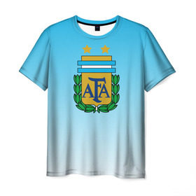 Мужская футболка 3D с принтом Сборная Аргентина в Санкт-Петербурге, 100% полиэфир | прямой крой, круглый вырез горловины, длина до линии бедер | сборная аргентина | футбол. | чемпионат мира