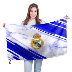 Флаг 3D с принтом Real Madrid 2018 в Санкт-Петербурге, 100% полиэстер | плотность ткани — 95 г/м2, размер — 67 х 109 см. Принт наносится с одной стороны | football | soccer | реал мадрид
