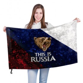 Флаг 3D с принтом Roaring Bear в Санкт-Петербурге, 100% полиэстер | плотность ткани — 95 г/м2, размер — 67 х 109 см. Принт наносится с одной стороны | 