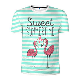 Мужская футболка 3D спортивная с принтом Sweet Summer Time в Санкт-Петербурге, 100% полиэстер с улучшенными характеристиками | приталенный силуэт, круглая горловина, широкие плечи, сужается к линии бедра | Тематика изображения на принте: animal | art | flamingo | love | pink | summer | sweet | time | арт | белый | бирюзовый | жара | животное | лето | любовь | матроска | полоски | рисунок | розовый | роман | сердечки | сердце | серый | фламинго | черный