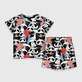 Детский костюм с шортами 3D с принтом Пандяшки в Санкт-Петербурге,  |  | baby | cute | fun | gift | happy | heart | panda | paw | smile | белый | красный | лапа | малыш | милый | мягкий | нежный | няшный | панда | подарок | радость | розовый | сердце | счастье | сюрприз | улыбка | черный