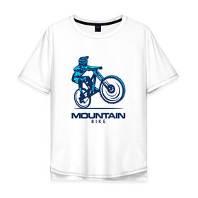 Мужская футболка хлопок Oversize с принтом Велосипед в Санкт-Петербурге, 100% хлопок | свободный крой, круглый ворот, “спинка” длиннее передней части | Тематика изображения на принте: downhill | байк | велосипед | велоспорт | горный | горы | спорт