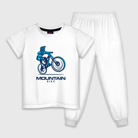 Детская пижама хлопок с принтом Велосипед в Санкт-Петербурге, 100% хлопок |  брюки и футболка прямого кроя, без карманов, на брюках мягкая резинка на поясе и по низу штанин
 | downhill | байк | велосипед | велоспорт | горный | горы | спорт