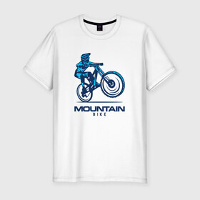 Мужская футболка премиум с принтом Велосипед в Санкт-Петербурге, 92% хлопок, 8% лайкра | приталенный силуэт, круглый вырез ворота, длина до линии бедра, короткий рукав | downhill | байк | велосипед | велоспорт | горный | горы | спорт
