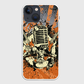 Чехол для iPhone 13 mini с принтом Microphone в Санкт-Петербурге,  |  | art | grunge | guitar | line | microphone | pattern | абстракция | арт | гитара | гранж | линии | микрофон | узор