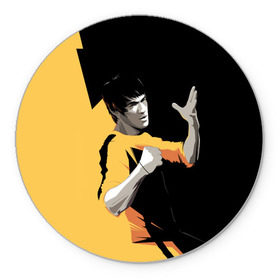 Коврик круглый с принтом Bruce Lee в Санкт-Петербурге, резина и полиэстер | круглая форма, изображение наносится на всю лицевую часть | Тематика изображения на принте: bruce lee | актер | боец | воин | звезда | карате