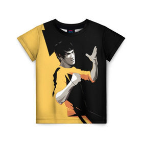 Детская футболка 3D с принтом Bruce Lee в Санкт-Петербурге, 100% гипоаллергенный полиэфир | прямой крой, круглый вырез горловины, длина до линии бедер, чуть спущенное плечо, ткань немного тянется | bruce lee | актер | боец | воин | звезда | карате