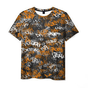 Мужская футболка 3D с принтом Jump da f#ck up! в Санкт-Петербурге, 100% полиэфир | прямой крой, круглый вырез горловины, длина до линии бедер | slipknot | soulfly | u rban | белый | графити | граффити | камуфляж | надпись | оранжевый | черный