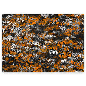 Поздравительная открытка с принтом Jump da f#ck up! в Санкт-Петербурге, 100% бумага | плотность бумаги 280 г/м2, матовая, на обратной стороне линовка и место для марки
 | slipknot | soulfly | u rban | белый | графити | граффити | камуфляж | надпись | оранжевый | черный