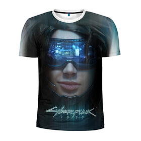Мужская футболка 3D спортивная с принтом Cyberpunk 2077 в Санкт-Петербурге, 100% полиэстер с улучшенными характеристиками | приталенный силуэт, круглая горловина, широкие плечи, сужается к линии бедра | cd projekt red | cyber | cyberpunk | cyberpunk 2077 | e3 | ps4 | rpg | v | xbox | будущее | девушка | игра | кибер | киберпанк | киберпанк 2077 | маска | от создателей ведьмака | очки | рпг
