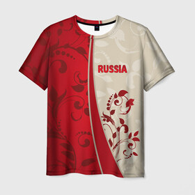 Мужская футболка 3D с принтом Russia в Санкт-Петербурге, 100% полиэфир | прямой крой, круглый вырез горловины, длина до линии бедер | rus | russia | team | мира | российская | россия | рф | сборная | федерация | футбол | чемпионат