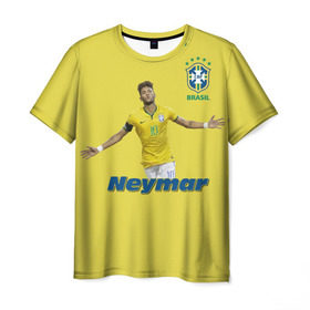 Мужская футболка 3D с принтом Неймар в Санкт-Петербурге, 100% полиэфир | прямой крой, круглый вырез горловины, длина до линии бедер | neymar | неймар | сборная бразилии | футбол