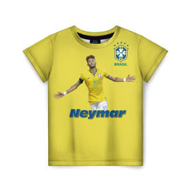 Детская футболка 3D с принтом Неймар в Санкт-Петербурге, 100% гипоаллергенный полиэфир | прямой крой, круглый вырез горловины, длина до линии бедер, чуть спущенное плечо, ткань немного тянется | neymar | неймар | сборная бразилии | футбол