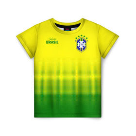 Детская футболка 3D с принтом Сборная Бразилии в Санкт-Петербурге, 100% гипоаллергенный полиэфир | прямой крой, круглый вырез горловины, длина до линии бедер, чуть спущенное плечо, ткань немного тянется | brasil | brasilia | brazilia | braziliya | cfb | бразилия | сборная