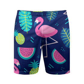 Мужские шорты 3D спортивные с принтом Фламинго в Санкт-Петербурге,  |  | flamingo | ананас | арбуз | летние | летняя | лето | листья | текстура | фламинго | фрукты