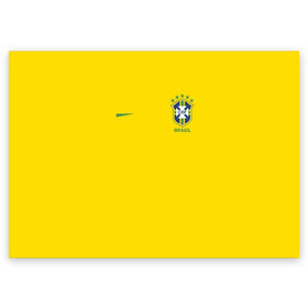 Поздравительная открытка с принтом Бразилия форма (без надписи сзади) в Санкт-Петербурге, 100% бумага | плотность бумаги 280 г/м2, матовая, на обратной стороне линовка и место для марки
 | Тематика изображения на принте: brasil | championship | cup | football | team | world |  чемпионат мира | бразилии | бразилия | форма | футбол | чм