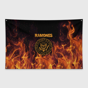 Флаг-баннер с принтом Ramones в Санкт-Петербурге, 100% полиэстер | размер 67 х 109 см, плотность ткани — 95 г/м2; по краям флага есть четыре люверса для крепления | ramones | джонни | джоуи | ди ди томми | рамон | рамонес | рамоун | рамоунз | рамоунс | рок группа