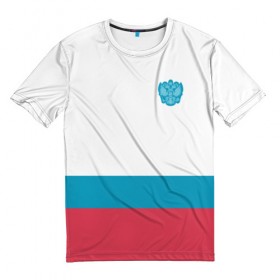 Мужская футболка 3D с принтом Сборная России 2018 в Санкт-Петербурге, 100% полиэфир | прямой крой, круглый вырез горловины, длина до линии бедер | Тематика изображения на принте: 
