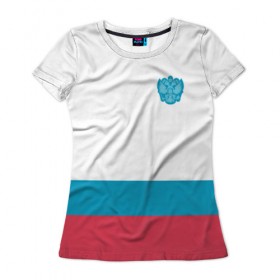 Женская футболка 3D с принтом Сборная России 2018 в Санкт-Петербурге, 100% полиэфир ( синтетическое хлопкоподобное полотно) | прямой крой, круглый вырез горловины, длина до линии бедер | 