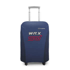 Чехол для чемодана 3D с принтом SUBARU WRX STI в Санкт-Петербурге, 86% полиэфир, 14% спандекс | двустороннее нанесение принта, прорези для ручек и колес | impreza | sport car | sti | subaru | wrx | авто | логотип | синяя | субарик | субару