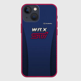 Чехол для iPhone 13 mini с принтом SUBARU WRX STI в Санкт-Петербурге,  |  | impreza | sport car | sti | subaru | wrx | авто | логотип | синяя | субарик | субару