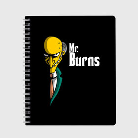 Тетрадь с принтом Mr Burns (Simpsons) в Санкт-Петербурге, 100% бумага | 48 листов, плотность листов — 60 г/м2, плотность картонной обложки — 250 г/м2. Листы скреплены сбоку удобной пружинной спиралью. Уголки страниц и обложки скругленные. Цвет линий — светло-серый
 | Тематика изображения на принте: burns | mr | mr. burns | simpsons | мистер бернс | симпсоны