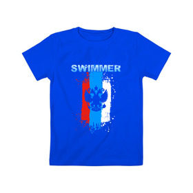 Детская футболка хлопок с принтом Swimmer в Санкт-Петербурге, 100% хлопок | круглый вырез горловины, полуприлегающий силуэт, длина до линии бедер | пловец | пловчиха