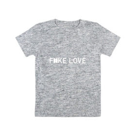 Детская футболка хлопок с принтом FAKE LOVE_ в Санкт-Петербурге, 100% хлопок | круглый вырез горловины, полуприлегающий силуэт, длина до линии бедер | Тематика изображения на принте: bangtan boys | bts | бантаны | бтс