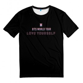 Мужская футболка 3D с принтом BTS WORLD TOUR_color в Санкт-Петербурге, 100% полиэфир | прямой крой, круглый вырез горловины, длина до линии бедер | bangtan boys | bts | бантаны | бтс