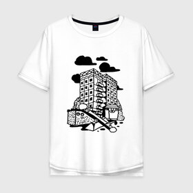 Мужская футболка хлопок Oversize с принтом Панельный дом в Санкт-Петербурге, 100% хлопок | свободный крой, круглый ворот, “спинка” длиннее передней части | old school | taknado | urban | арт | граффити | илюстратор | сибирь | стрит арт | тату
