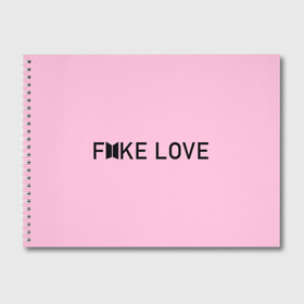 Альбом для рисования с принтом FAKE LOVE_pink в Санкт-Петербурге, 100% бумага
 | матовая бумага, плотность 200 мг. | Тематика изображения на принте: bangtan boys | bts | бантаны | бтс
