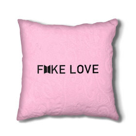 Подушка 3D с принтом FAKE LOVE_pink в Санкт-Петербурге, наволочка – 100% полиэстер, наполнитель – холлофайбер (легкий наполнитель, не вызывает аллергию). | состоит из подушки и наволочки. Наволочка на молнии, легко снимается для стирки | bangtan boys | bts | бантаны | бтс