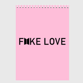 Скетчбук с принтом FAKE LOVE_pink в Санкт-Петербурге, 100% бумага
 | 48 листов, плотность листов — 100 г/м2, плотность картонной обложки — 250 г/м2. Листы скреплены сверху удобной пружинной спиралью | Тематика изображения на принте: bangtan boys | bts | бантаны | бтс