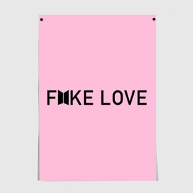 Постер с принтом FAKE LOVE_pink в Санкт-Петербурге, 100% бумага
 | бумага, плотность 150 мг. Матовая, но за счет высокого коэффициента гладкости имеет небольшой блеск и дает на свету блики, но в отличии от глянцевой бумаги не покрыта лаком | bangtan boys | bts | бантаны | бтс