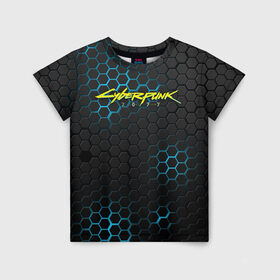Детская футболка 3D с принтом CYBERPUNK 2077 (НА СПИНЕ) в Санкт-Петербурге, 100% гипоаллергенный полиэфир | прямой крой, круглый вырез горловины, длина до линии бедер, чуть спущенное плечо, ткань немного тянется | 2019 | cd project red | cyberpunk 2077 | future | hack | night city | samurai | sci fi | андроиды | безумие | броня | будущее | город ночи | киберпанк 2077 | логотип | роботы | самураи | текстура | фантастика | цифры