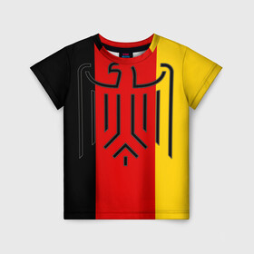 Детская футболка 3D с принтом German eagle в Санкт-Петербурге, 100% гипоаллергенный полиэфир | прямой крой, круглый вырез горловины, длина до линии бедер, чуть спущенное плечо, ткань немного тянется | герб | германский | немецкий | орел | флаг