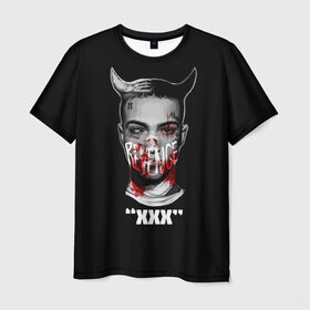 Мужская футболка 3D с принтом XXX REVENGE в Санкт-Петербурге, 100% полиэфир | прямой крой, круглый вырез горловины, длина до линии бедер | Тематика изображения на принте: art | look at me | rap | revenge | tentacion | xxx | xxxtentacion
