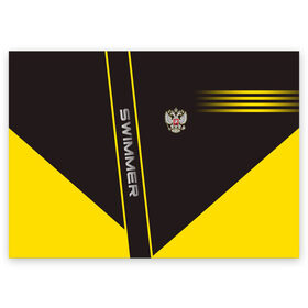 Поздравительная открытка с принтом Swimmer в Санкт-Петербурге, 100% бумага | плотность бумаги 280 г/м2, матовая, на обратной стороне линовка и место для марки
 | Тематика изображения на принте: герб | орел | пловец | пловчиха