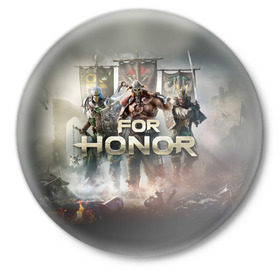 Значок с принтом For Honor в Санкт-Петербурге,  металл | круглая форма, металлическая застежка в виде булавки | and | hack | slash | викинг | за честь | игра | оружие | рыцарь | самурай | стратегия | файтинг