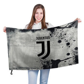 Флаг 3D с принтом Juventus New в Санкт-Петербурге, 100% полиэстер | плотность ткани — 95 г/м2, размер — 67 х 109 см. Принт наносится с одной стороны | cr7 | juve | juventus | ronaldo | texture | брызги красок | герб италии | гранж | звезда | роналдо | текстура | флаг италии | ювентус